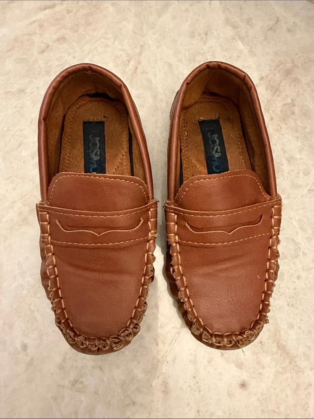 Kids Brown Leather Moccasin Loafers - Classic Slip-On